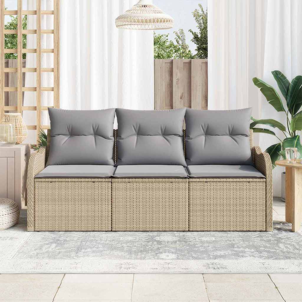 Ensemble de canapé de jardin 3 pcs Beige Poly rotin