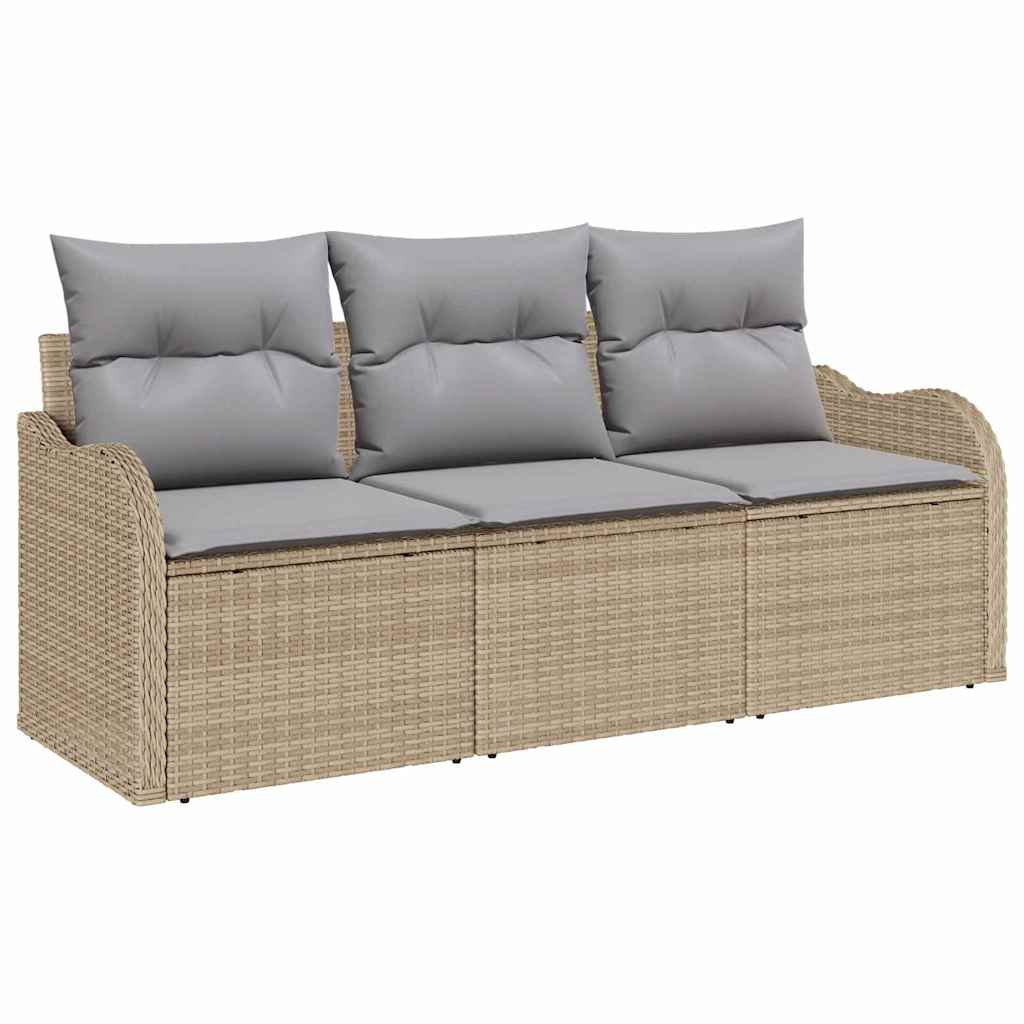 Ensemble de canapé de jardin 3 pcs Beige Poly rotin
