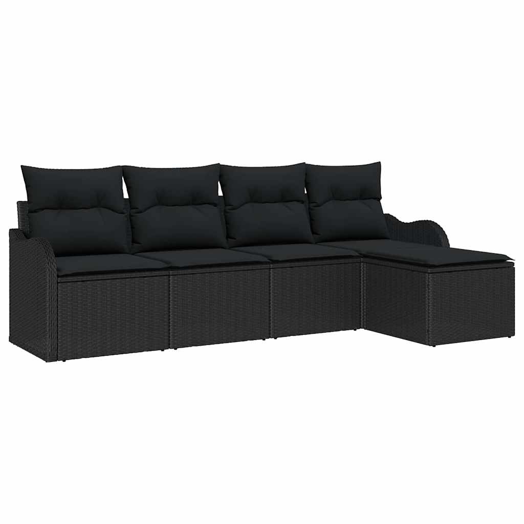 Ensemble de canapé de jardin avec stockage 5 pcs Noir polyrotin