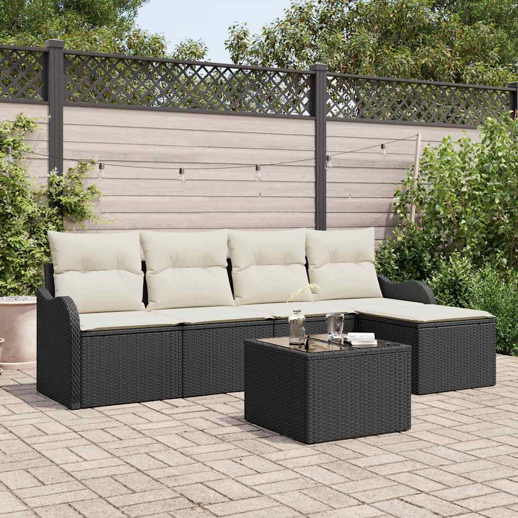 Ensemble de canapé de jardin 6 pcs Marron polyrotin