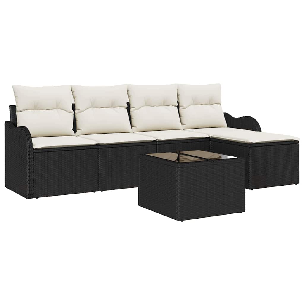 Ensemble de canapé de jardin 6 pcs Marron polyrotin