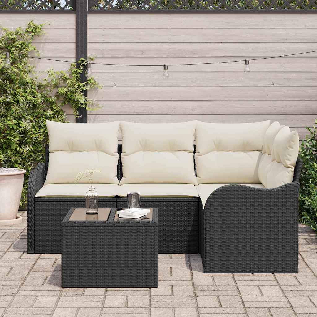 Ensemble de canapé de jardin 5 pc Marron polyrotin