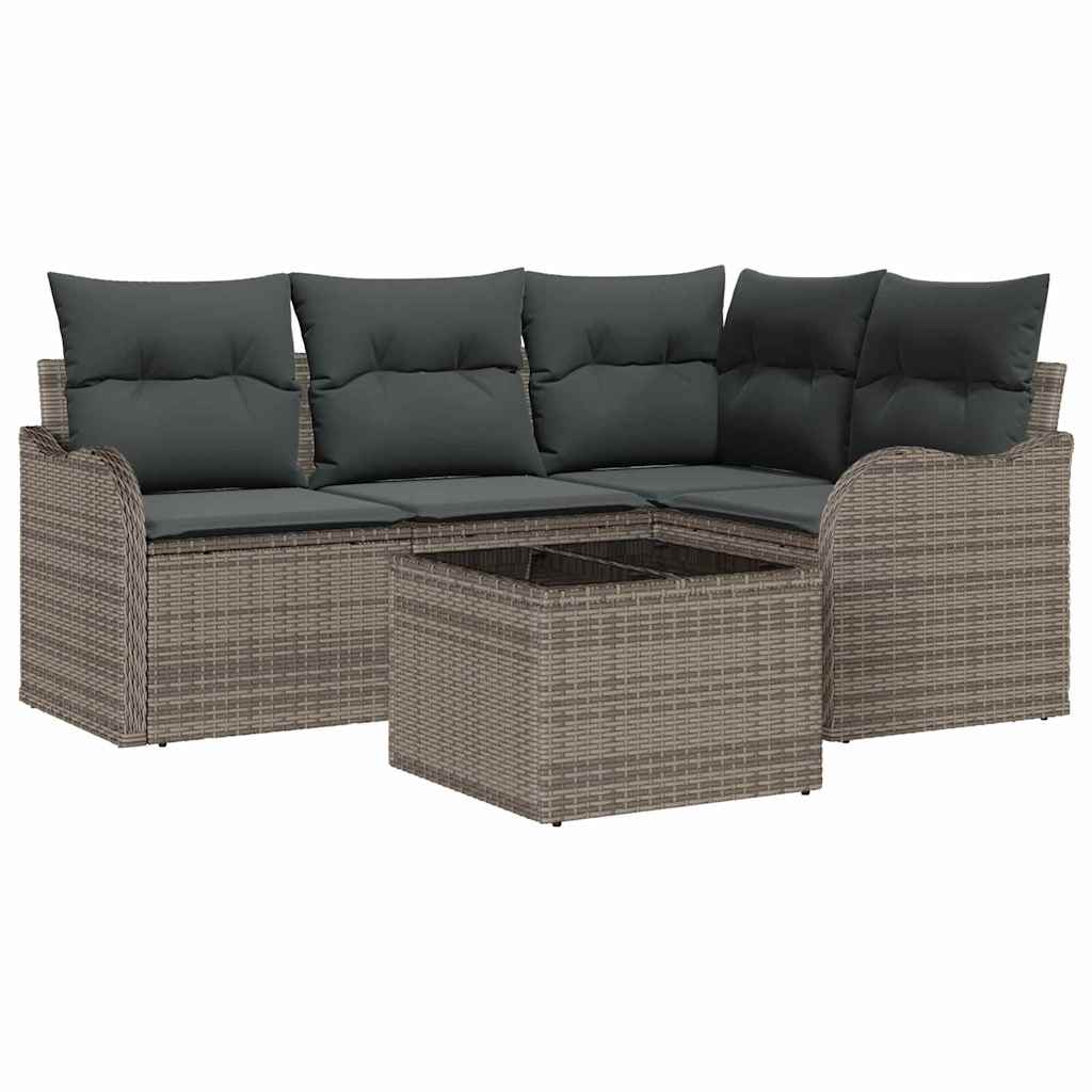 Ensemble de canapé de jardin 5 pc Noir polyrotin