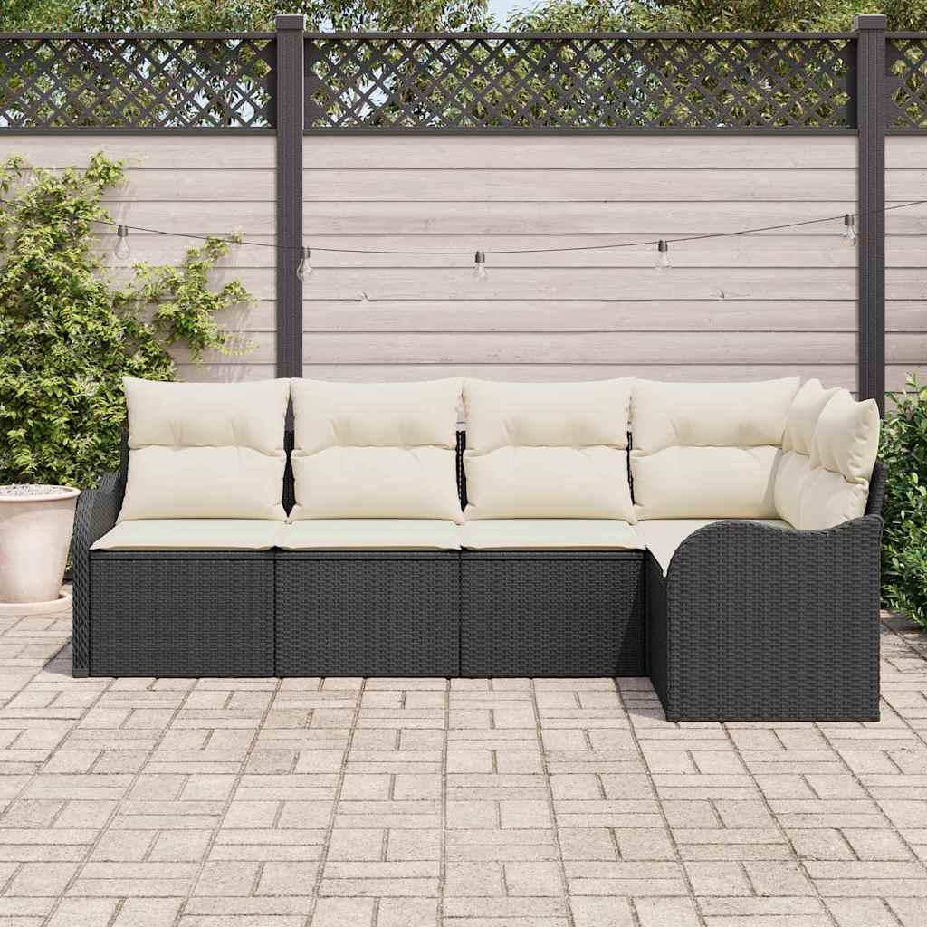 Ensemble de canapé de jardin avec stockage 5 pcs Noir polyrotin