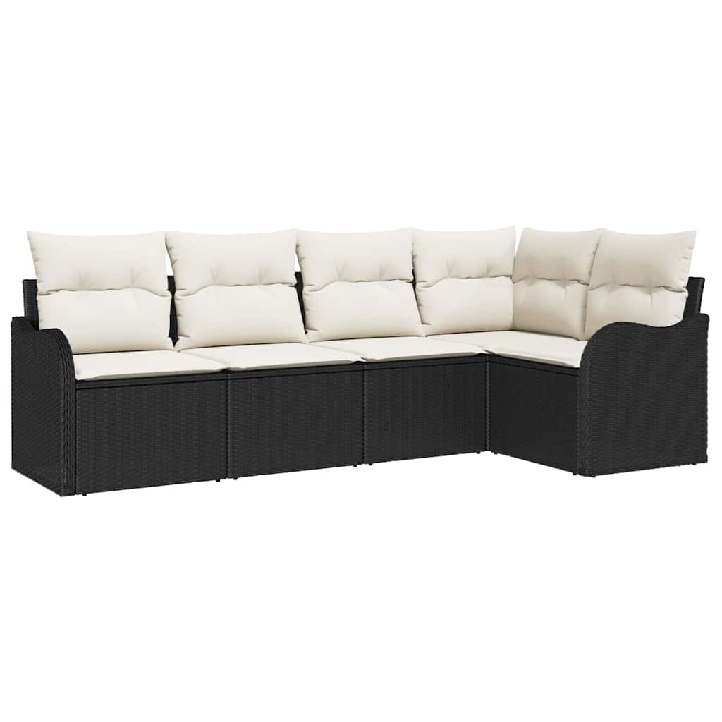 Ensemble de canapé de jardin avec stockage 5 pcs Noir polyrotin