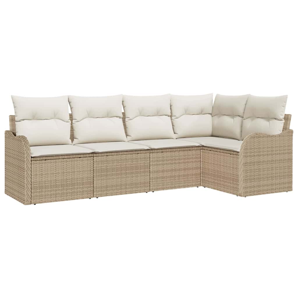 Ensemble de canapé de jardin 5 pc Beige polyrotin