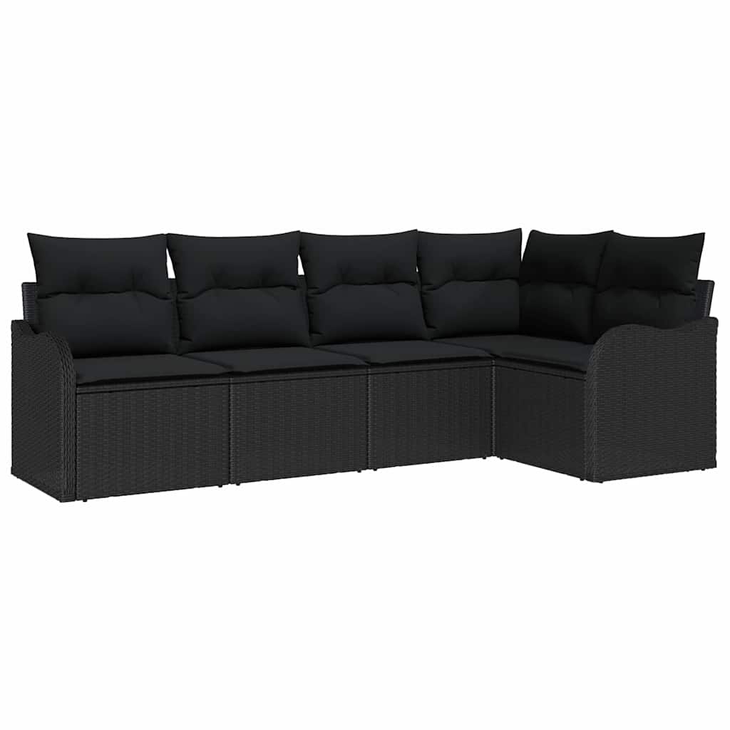 Ensemble de canapé de jardin avec stockage 5 pcs Noir polyrotin