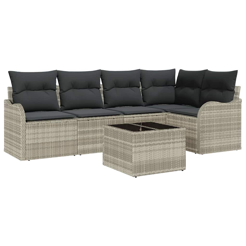 Ensemble de canapé de jardin 6 pcs Gris clair polyrotin