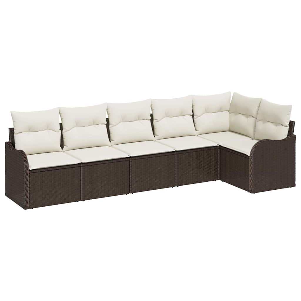 Ensemble de canapé de jardin 6 pcs Marron polyrotin
