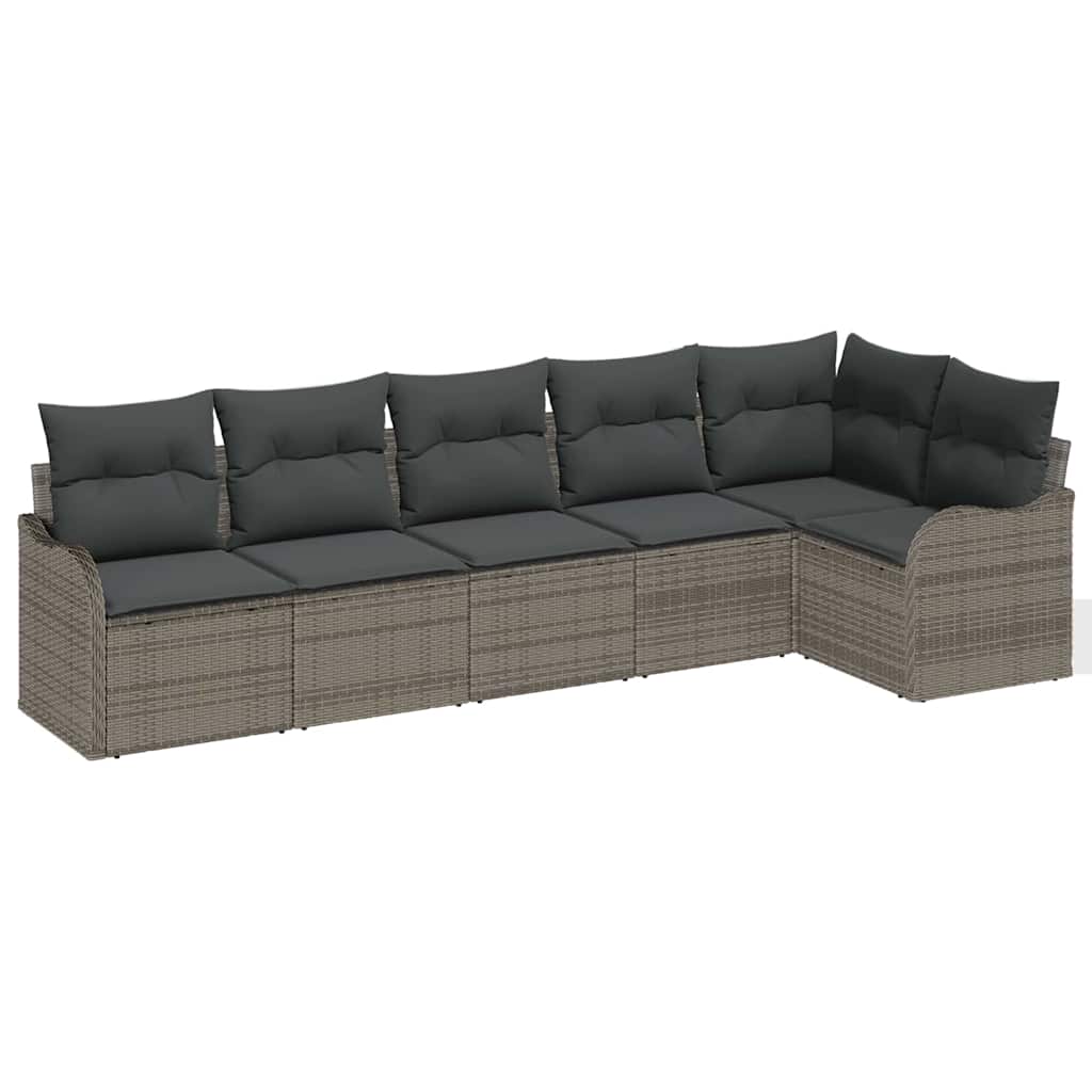 Ensemble de canapé de jardin 6 pc Gris polyrotin