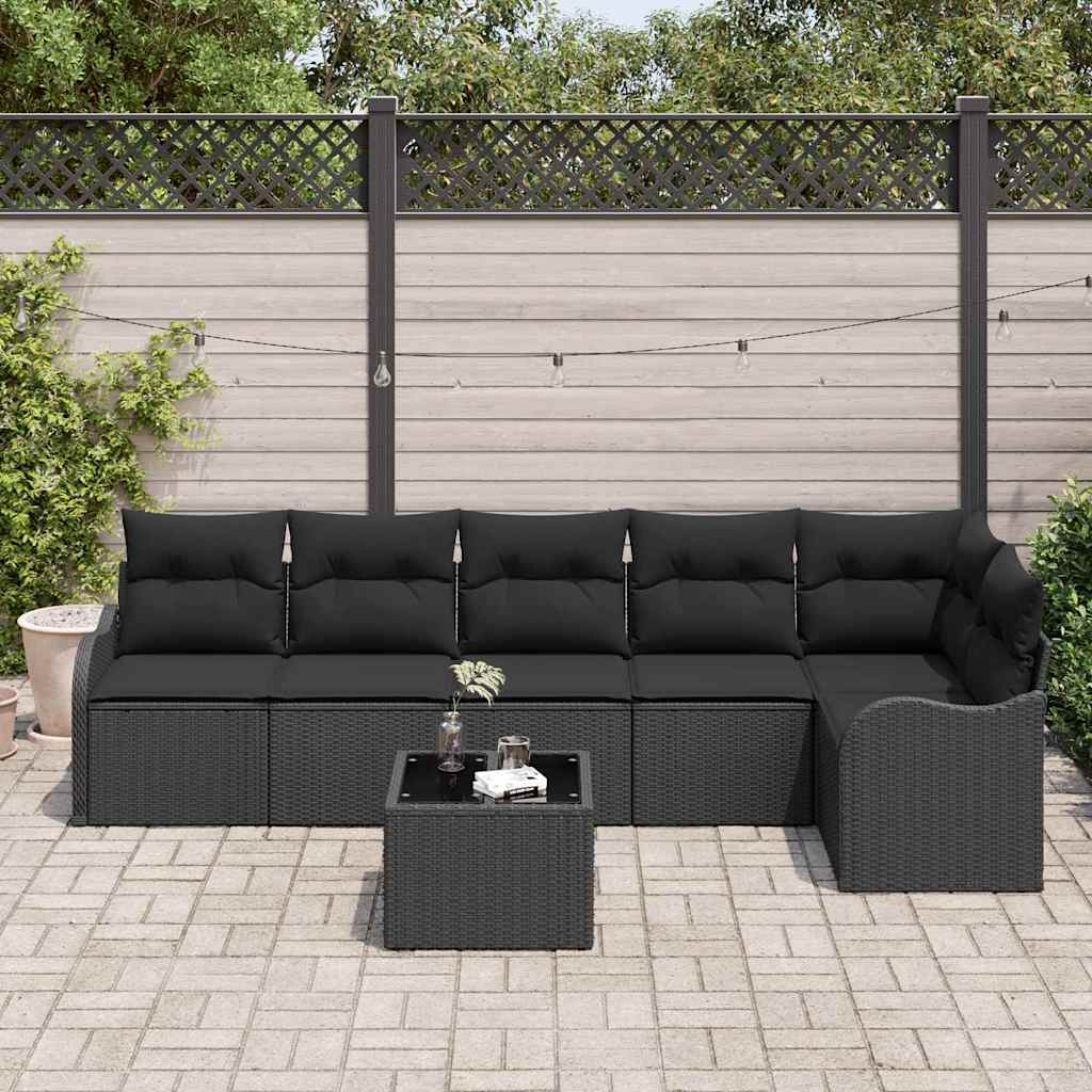 Ensemble de canapé de jardin 7 pcs Beige Poly rotin