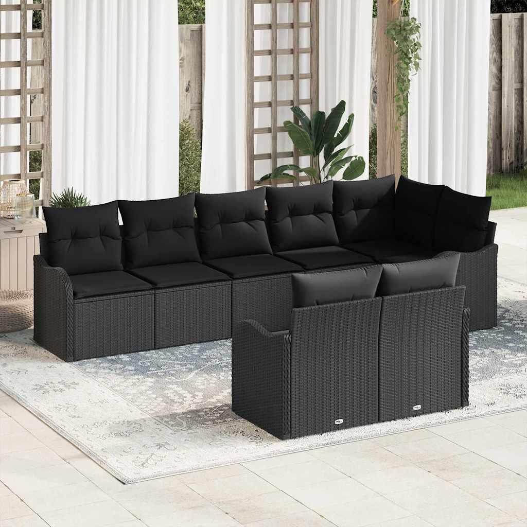 Ensemble de canapé de jardin avec stockage 8 pcs Noir polyrotin