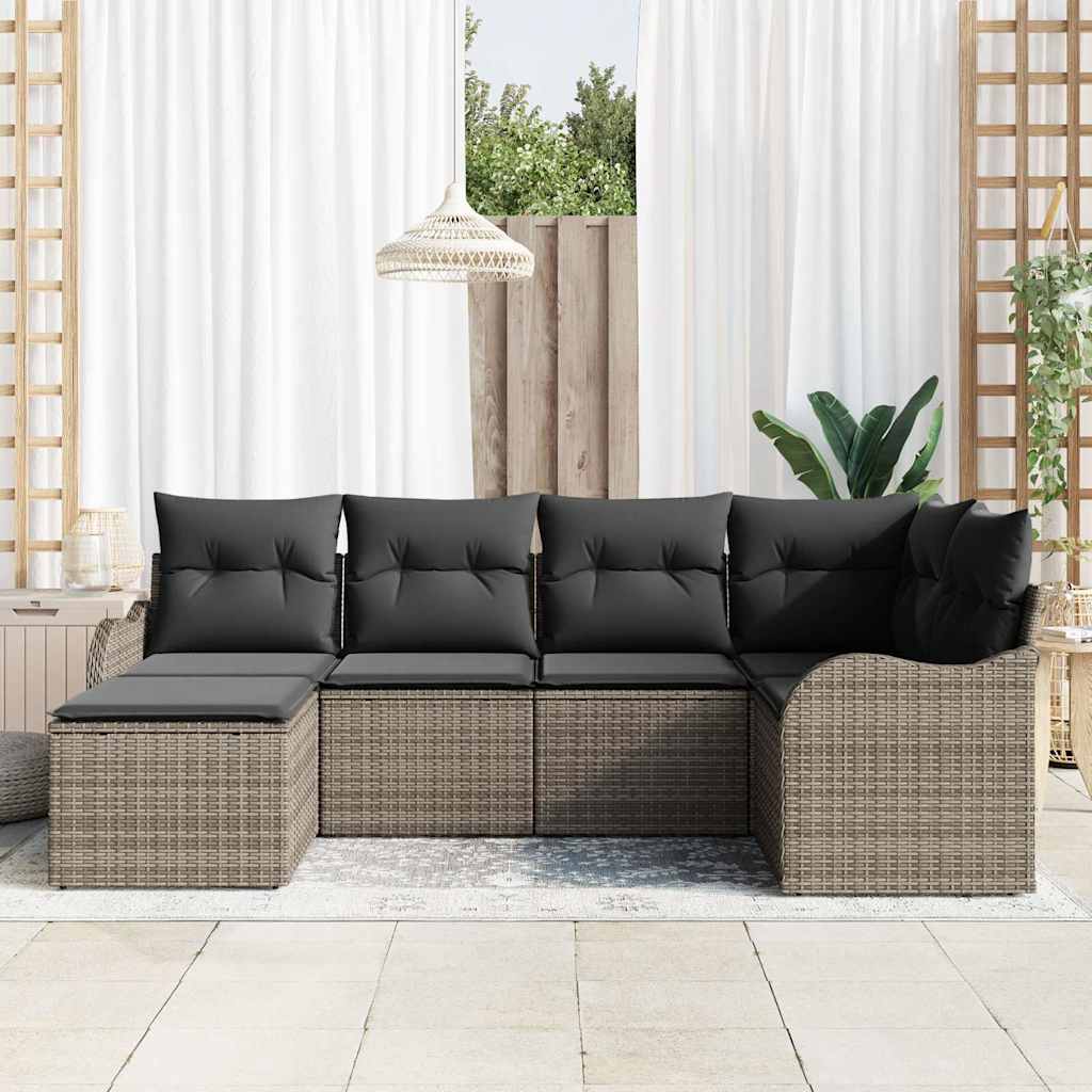 Ensemble de canapé de jardin 6 pc Gris polyrotin