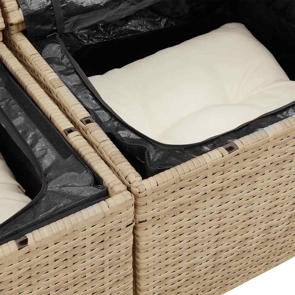 Ensemble de canapé de jardin 6 pc Beige et blanc polyrotin