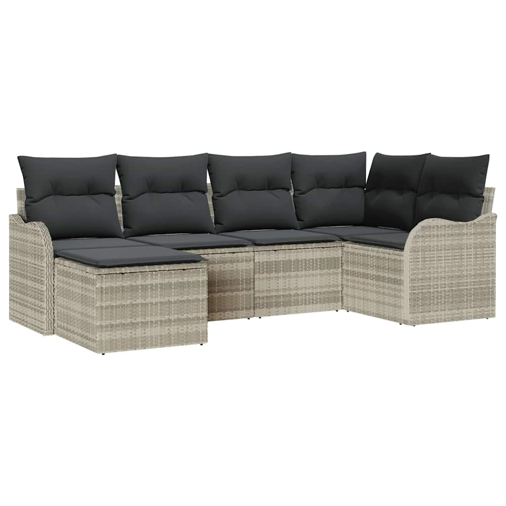 Ensemble de canapé de jardin 6 pcs Gris clair Poly rotin