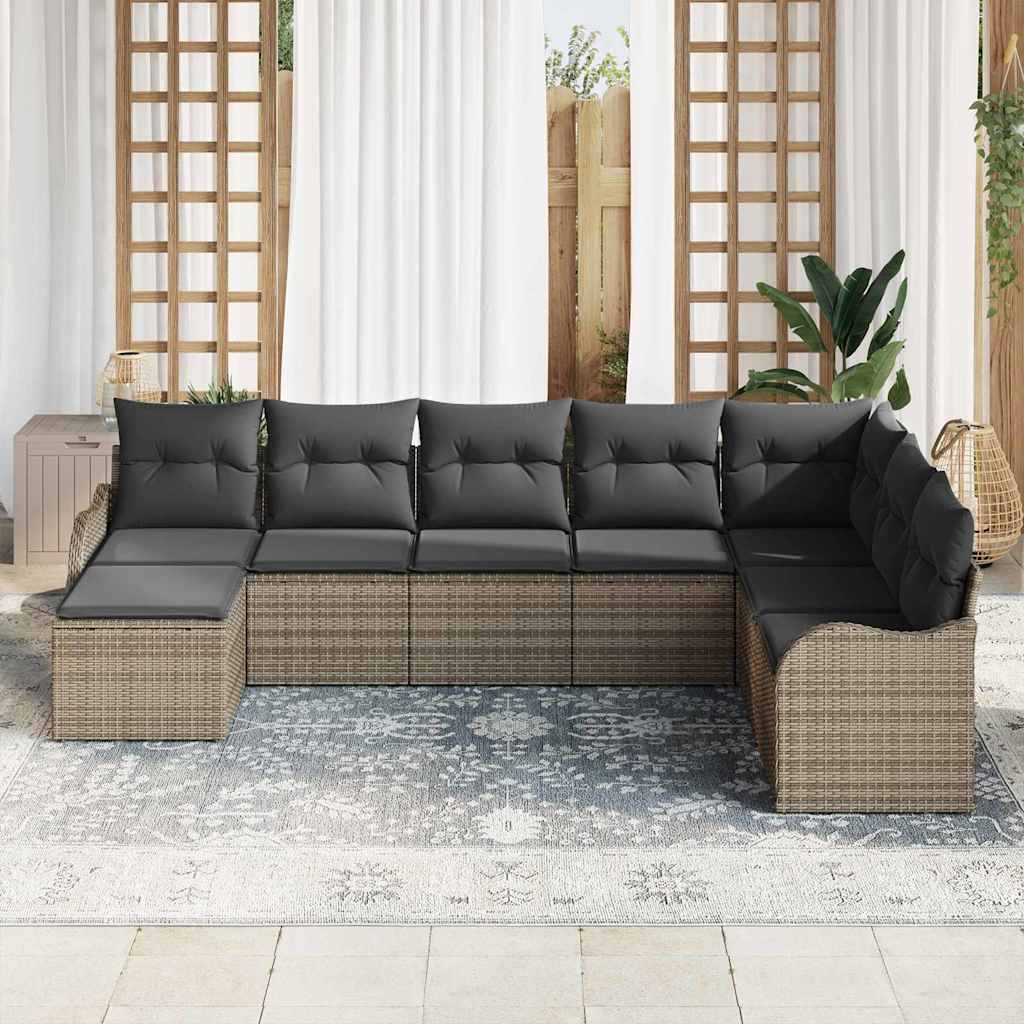 Ensemble de canapé de jardin 8 pc Gris polyrotin