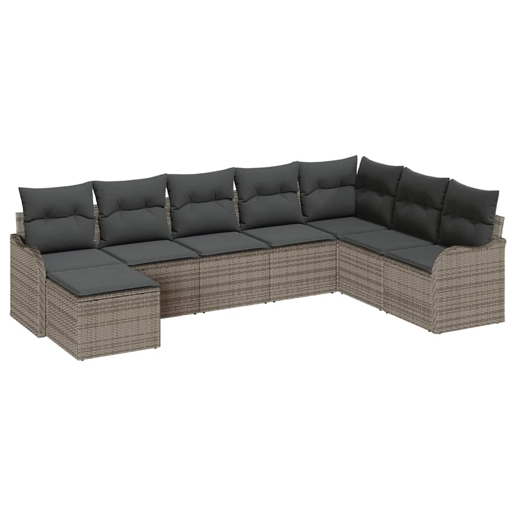Ensemble de canapé de jardin 8 pc Gris polyrotin