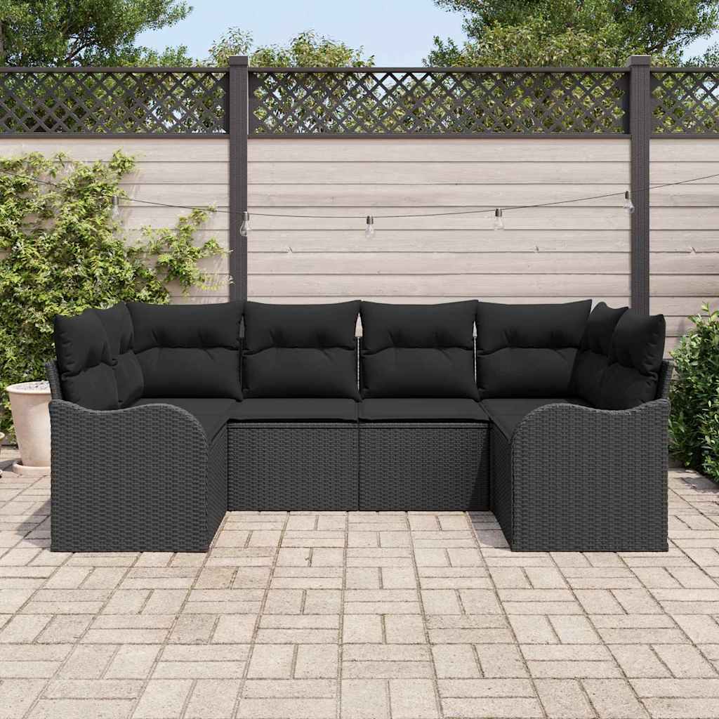 Ensemble de canapé de jardin 6 pcs Noir Poly rotin