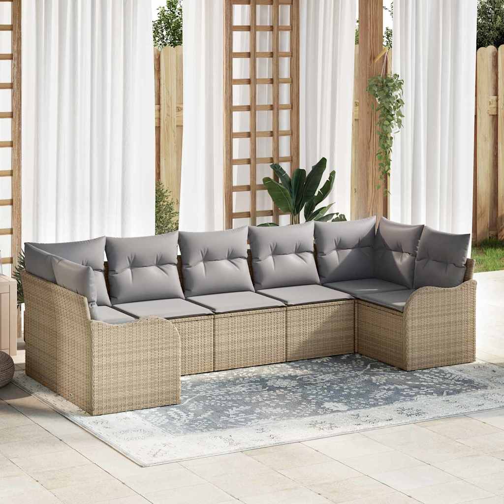 Ensemble de canapé de jardin 7 pcs beige et gris clair