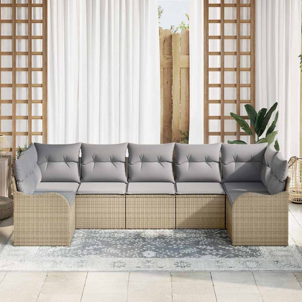 Ensemble de canapé de jardin 7 pcs beige et gris clair