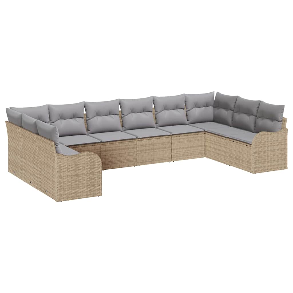 Ensemble de canapé de jardin 10 pcs beige et gris clair