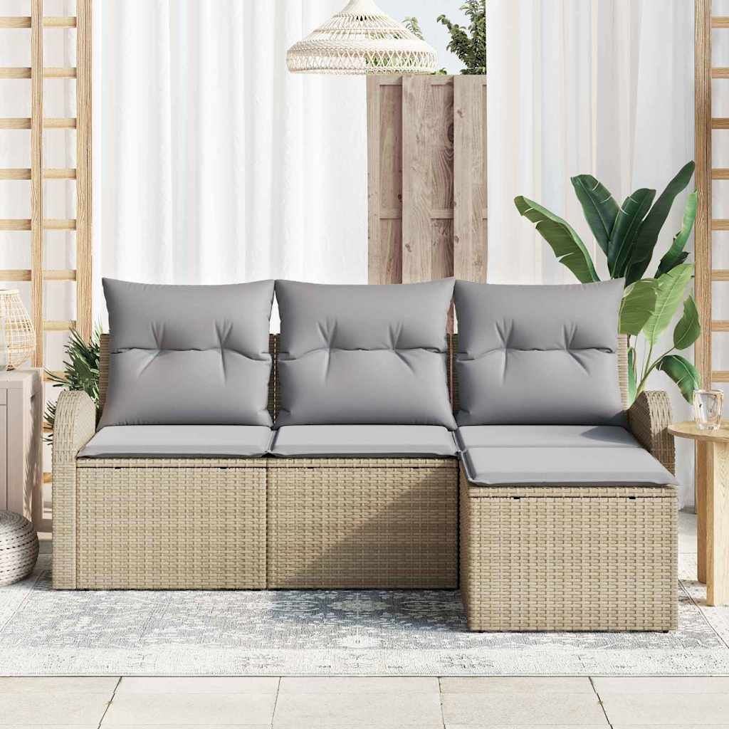 Ensemble de Canapés 4 pcs Beige et Gris clair polyrotin