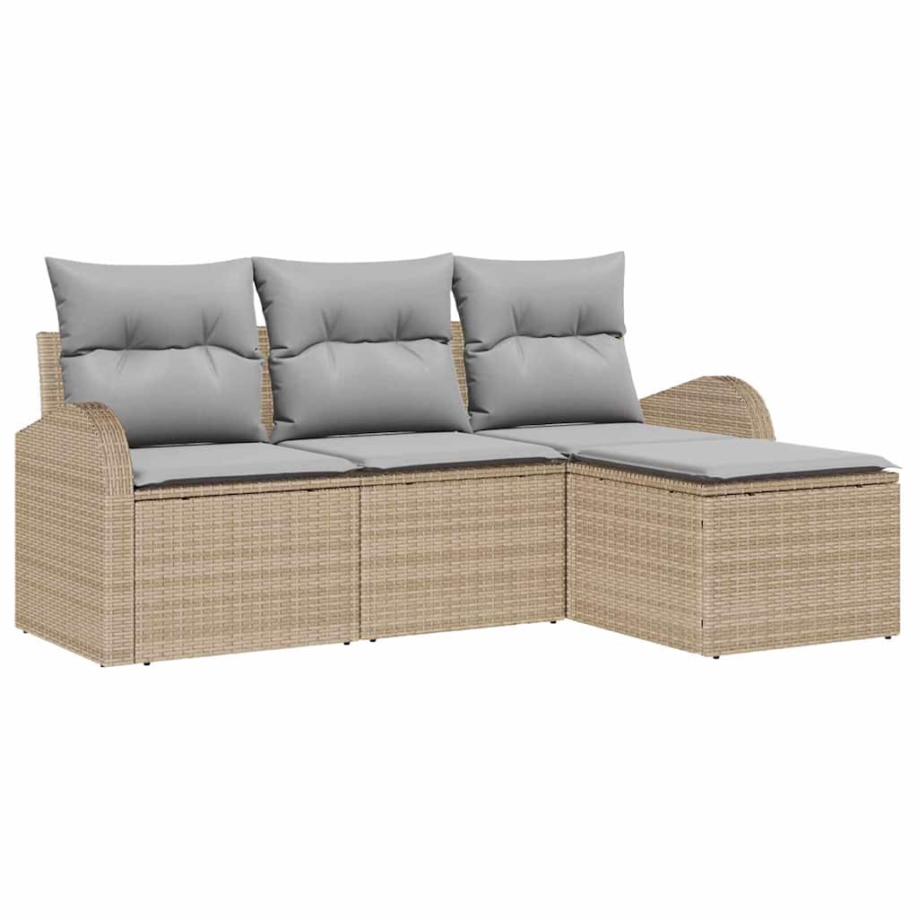Ensemble de Canapés 4 pcs Beige et Gris clair polyrotin