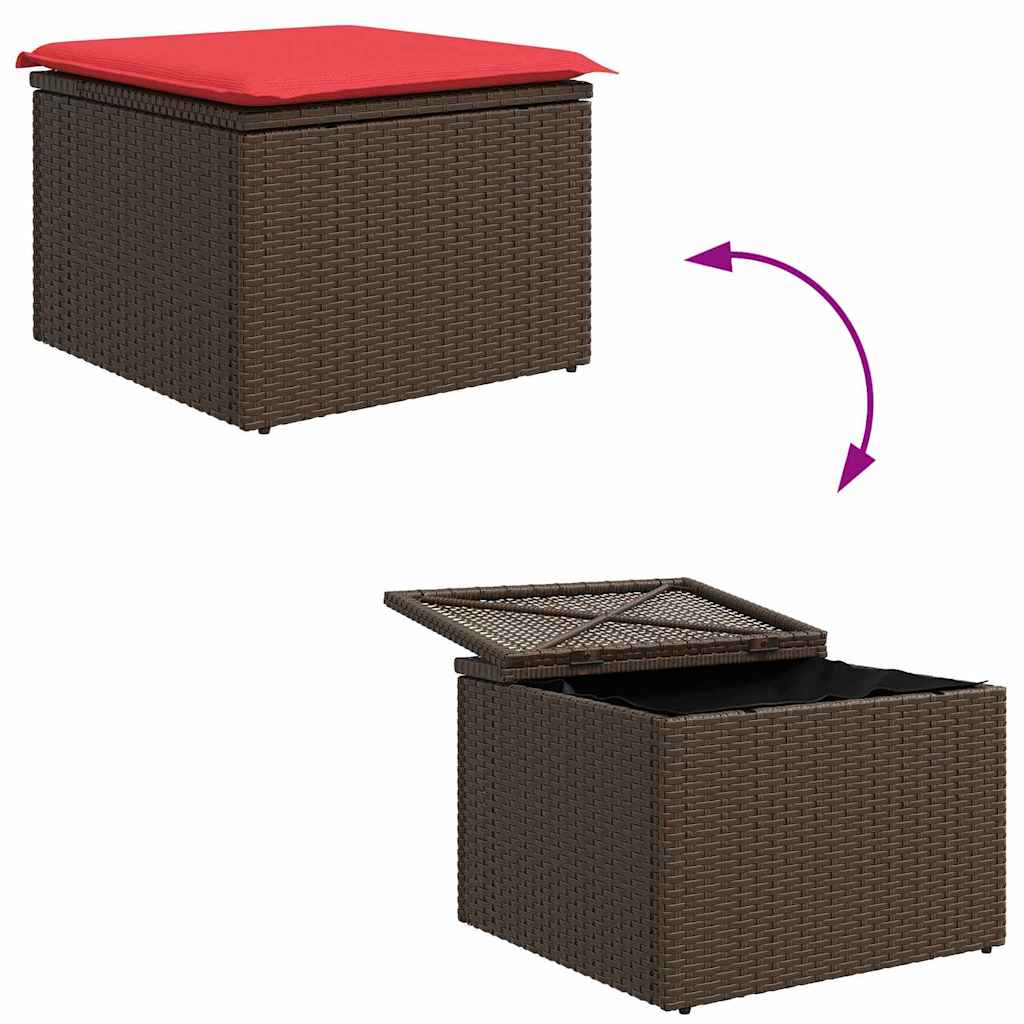 Ensemble de Canapés 4 pcs Marron et rouge polyrotin