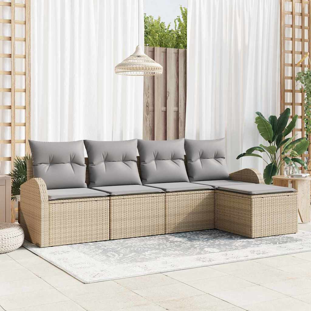 Ensemble de Canapés 5 pcs Beige et Gris clair polyrotin