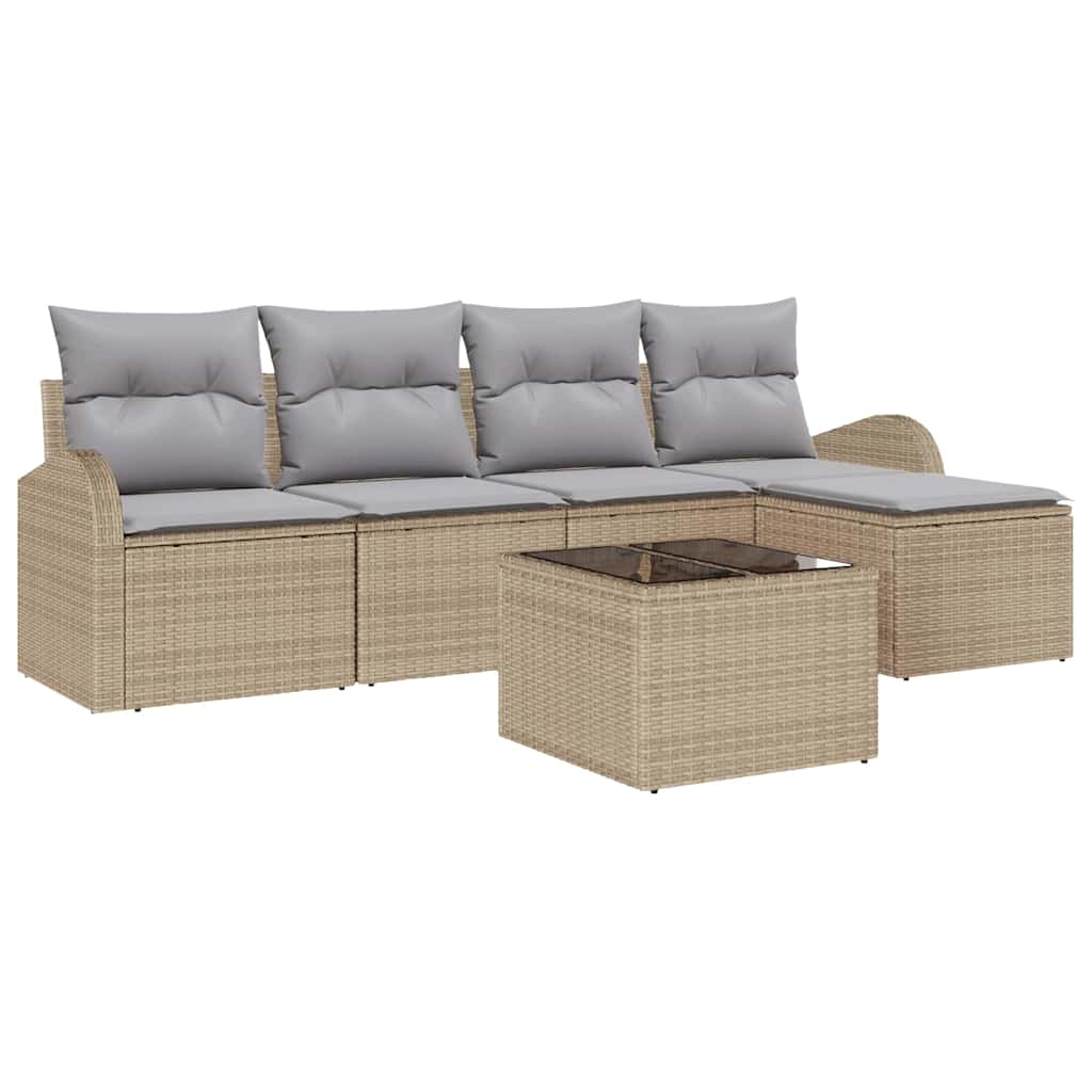 Ensemble de Canapés 6 pcs Beige et Gris clair polyrotin