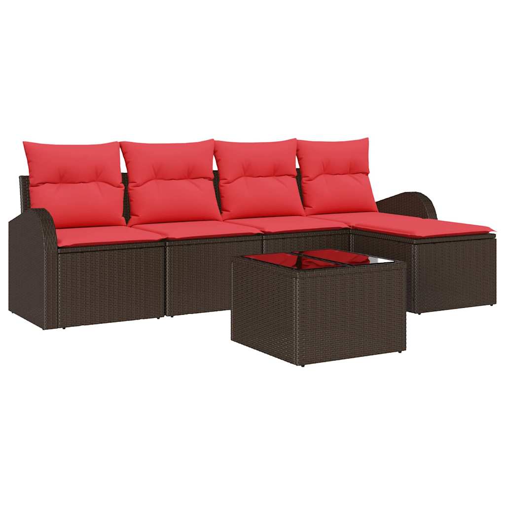 Ensemble de Canapés 6 pcs Marron et rouge polyrotin
