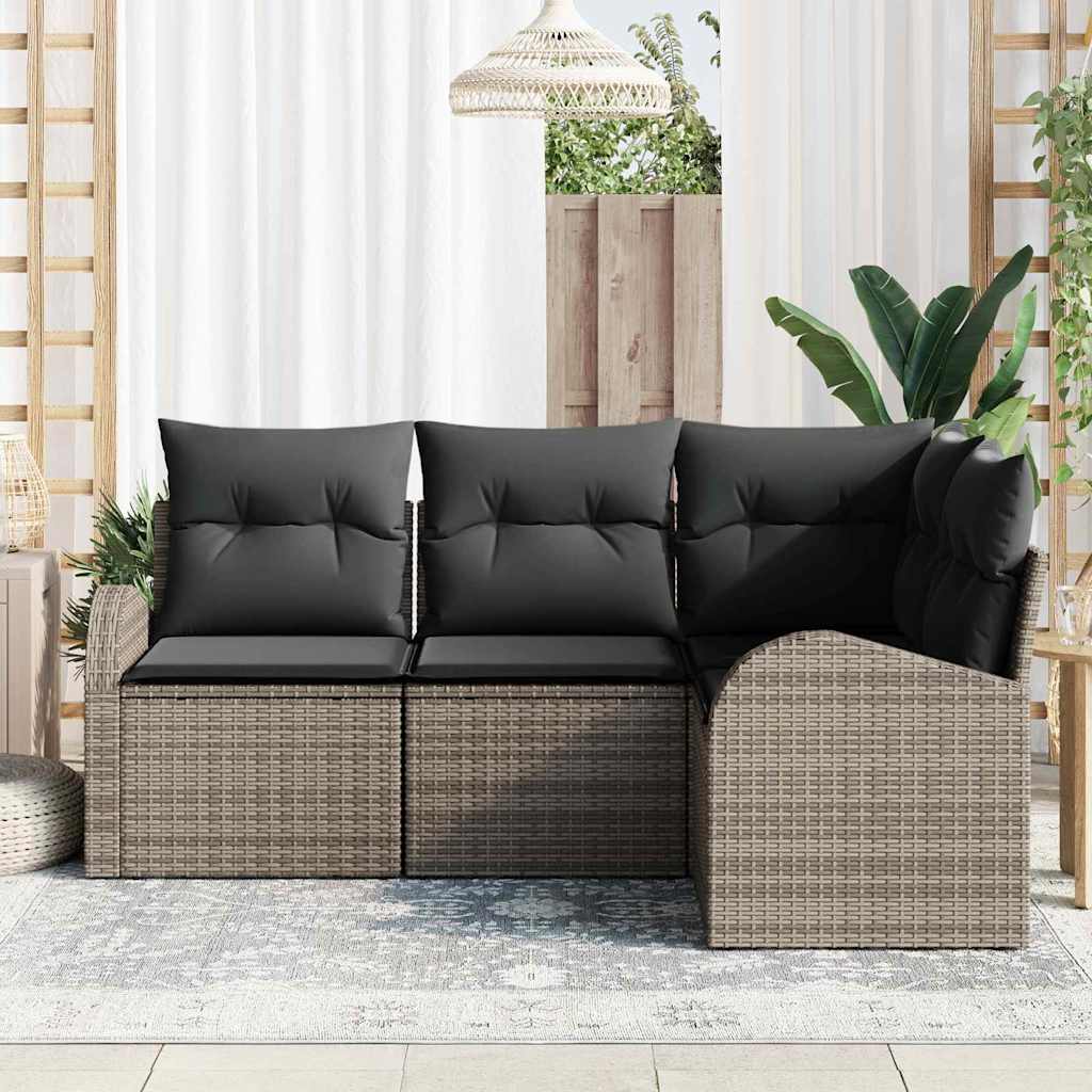 Ensemble de canapé de jardin 4 pc Gris polyrotin
