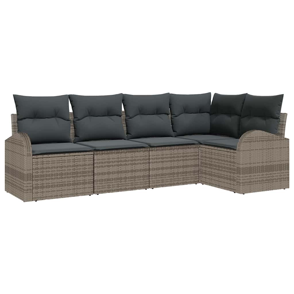 Ensemble de canapé de jardin 5 pc Gris polyrotin
