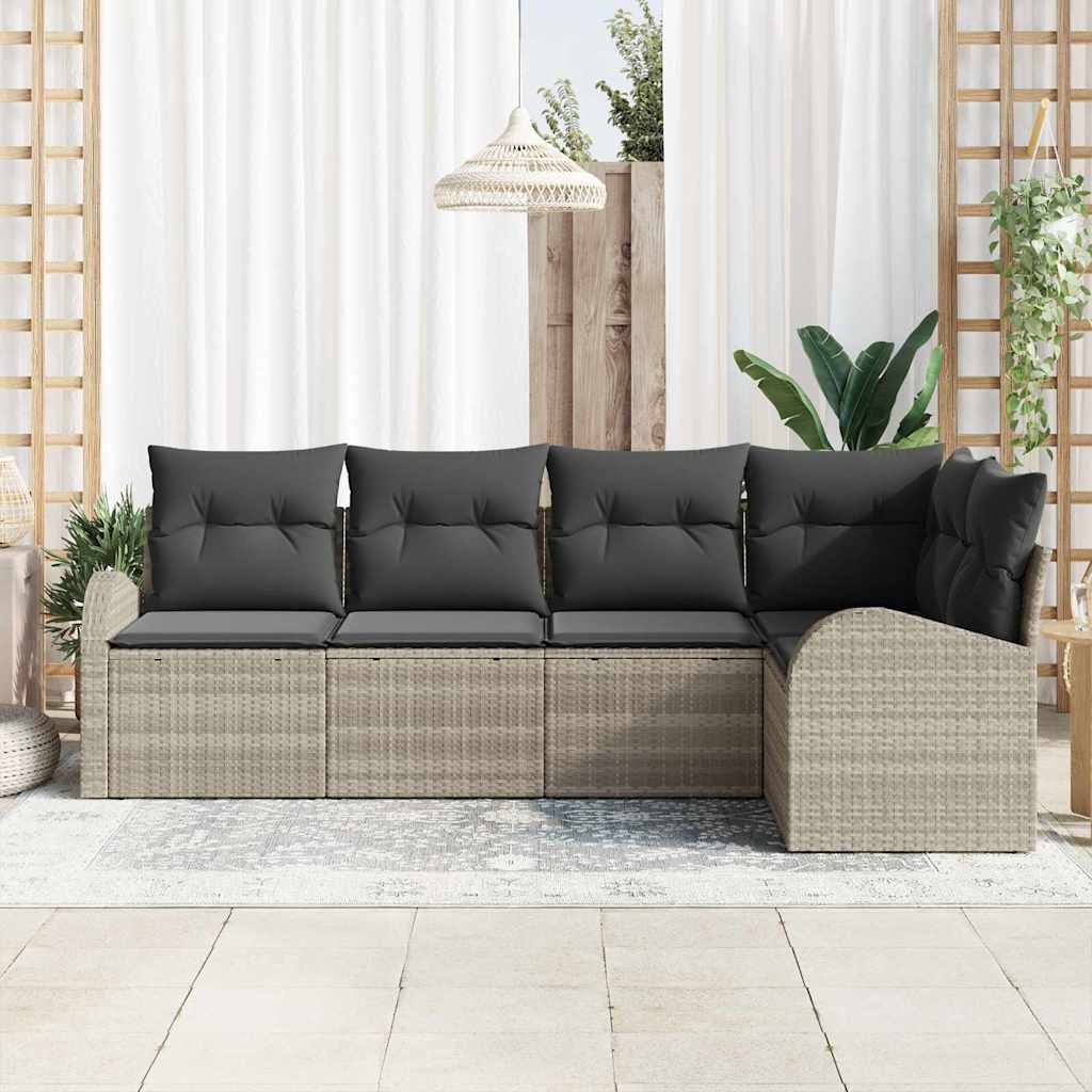 Ensemble de canapé de jardin 5 pcs Gris clair polyrotin - XIOS