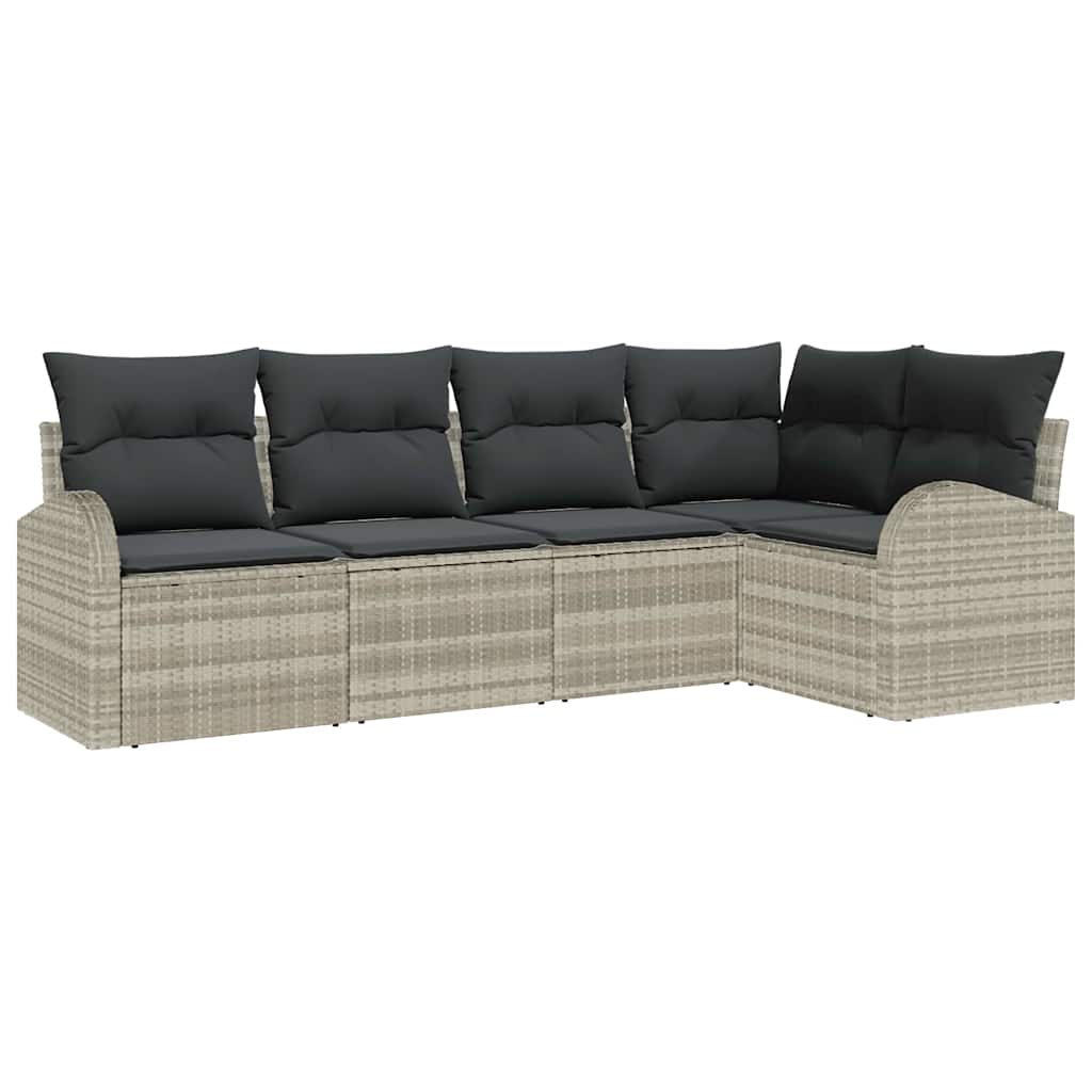 Ensemble de canapé de jardin 5 pcs Gris clair polyrotin - XIOS