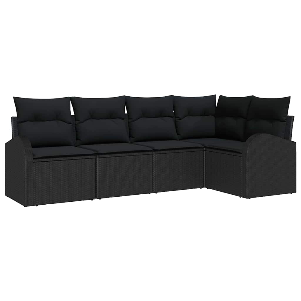 Ensemble de canapé de jardin avec coussin 5 pcs Noir polyrotin - XIOS