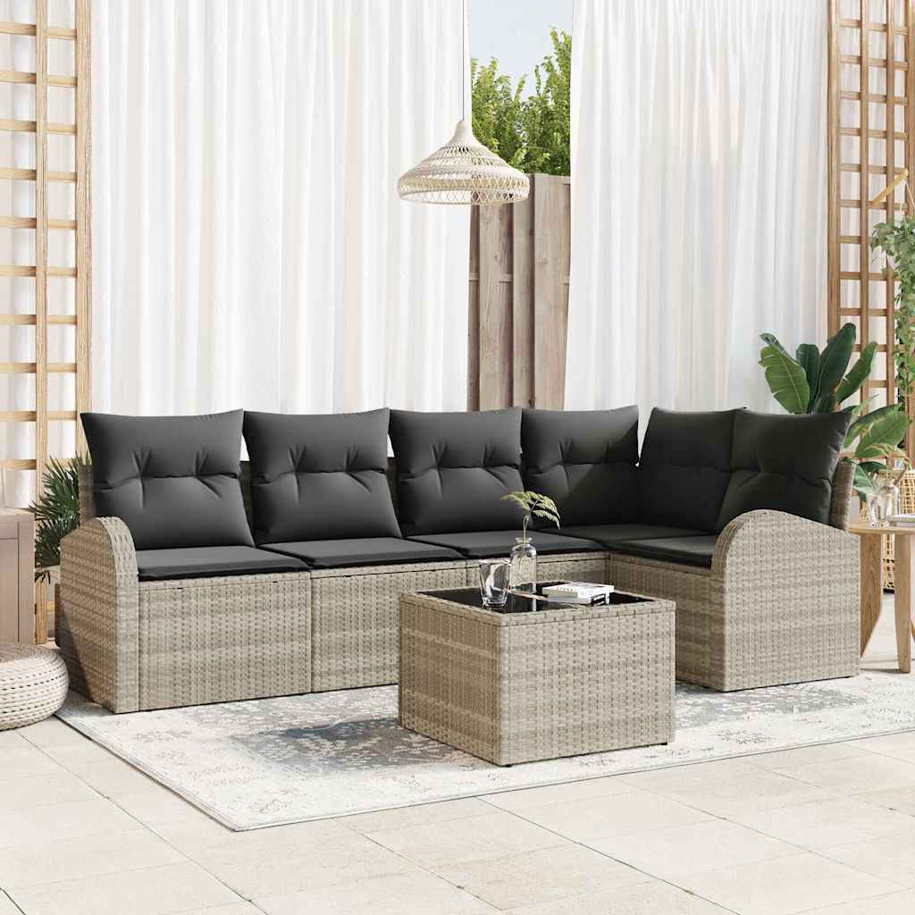Ensemble de canapé de jardin 6 pcs Gris clair polyrotin - XIOS