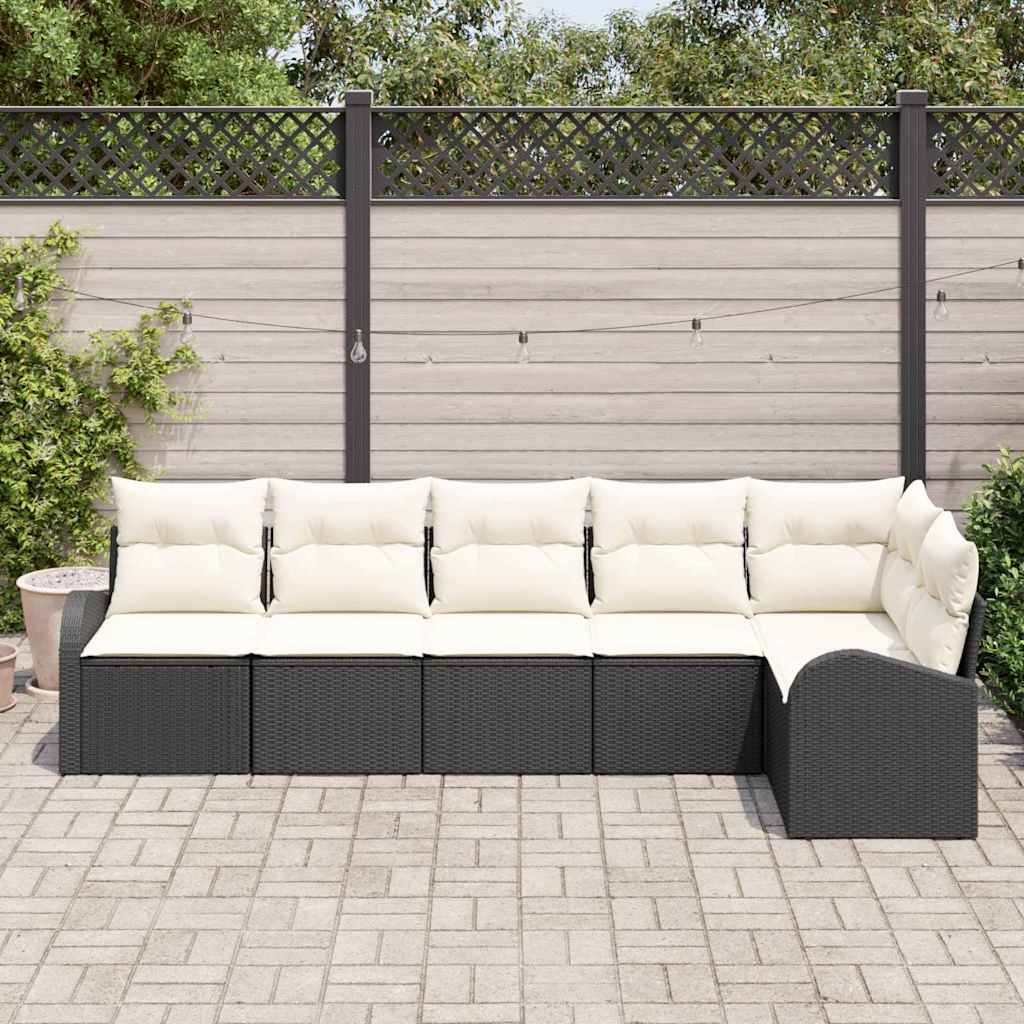 Ensemble de canapé de jardin 6 pcs Noir et Blanc polyrotin - XIOS