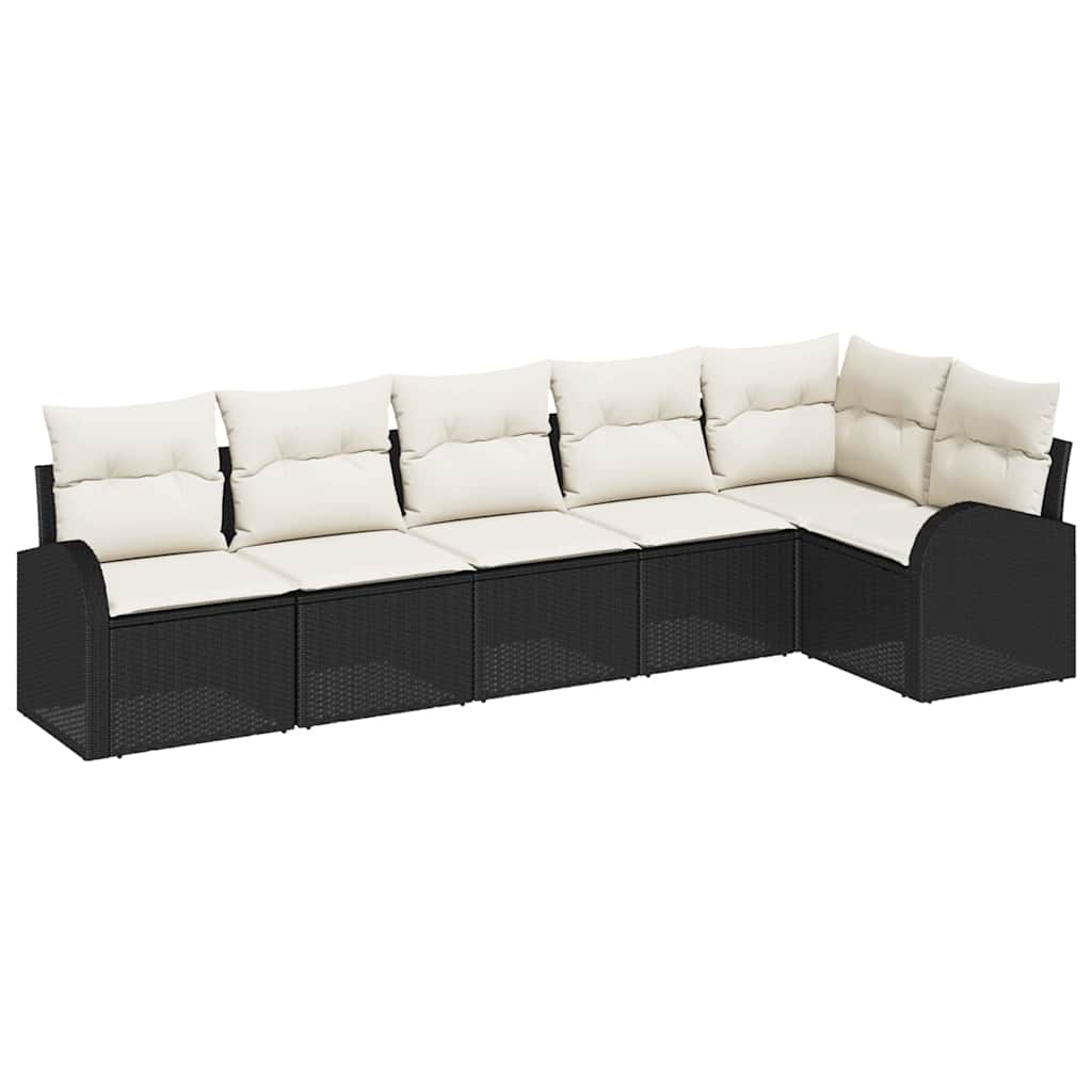 Ensemble de canapé de jardin 6 pcs Noir et Blanc polyrotin - XIOS