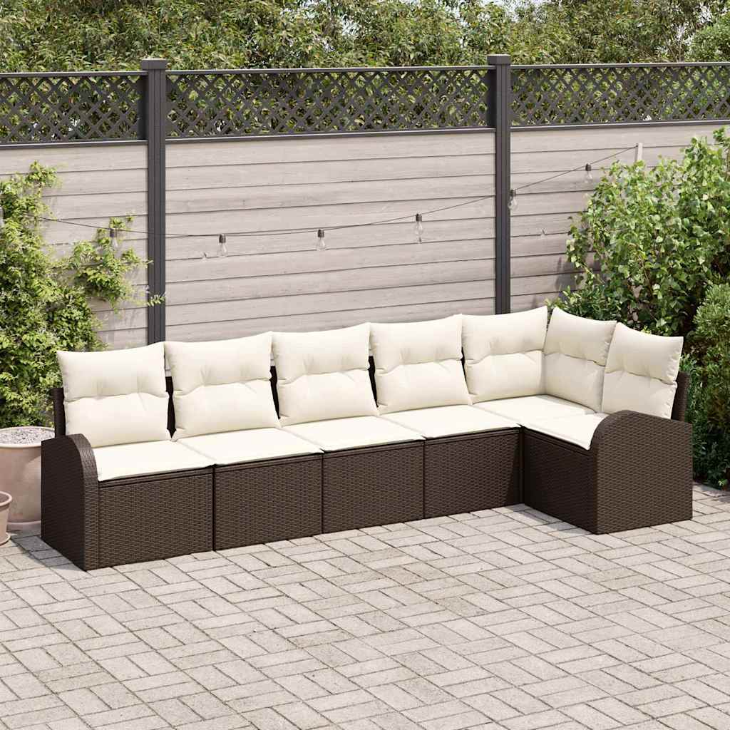 Ensemble de canapé de jardin 6 pcs Marron et blanc polyrotin - XIOS