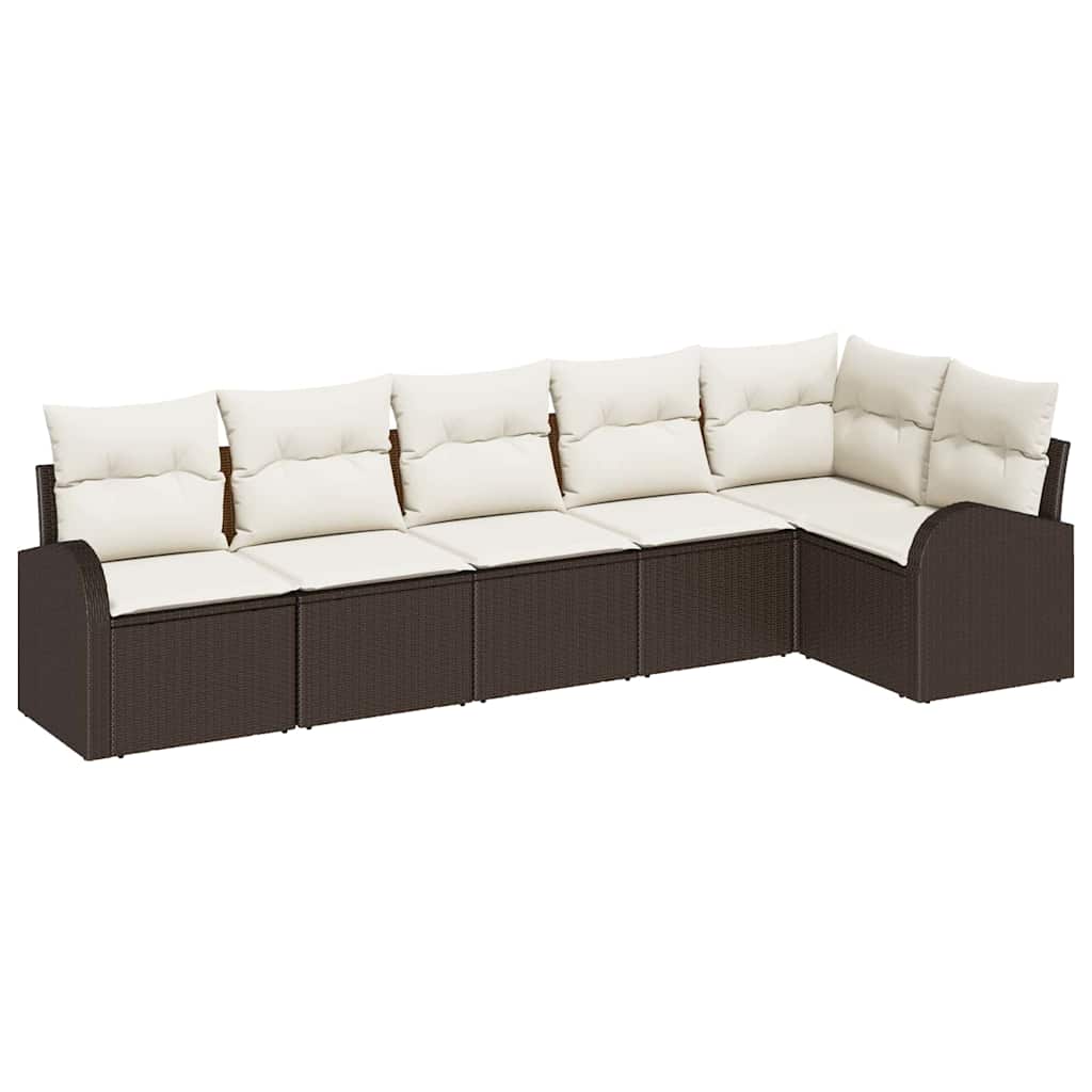 Ensemble de canapé de jardin 6 pcs Marron et blanc polyrotin - XIOS