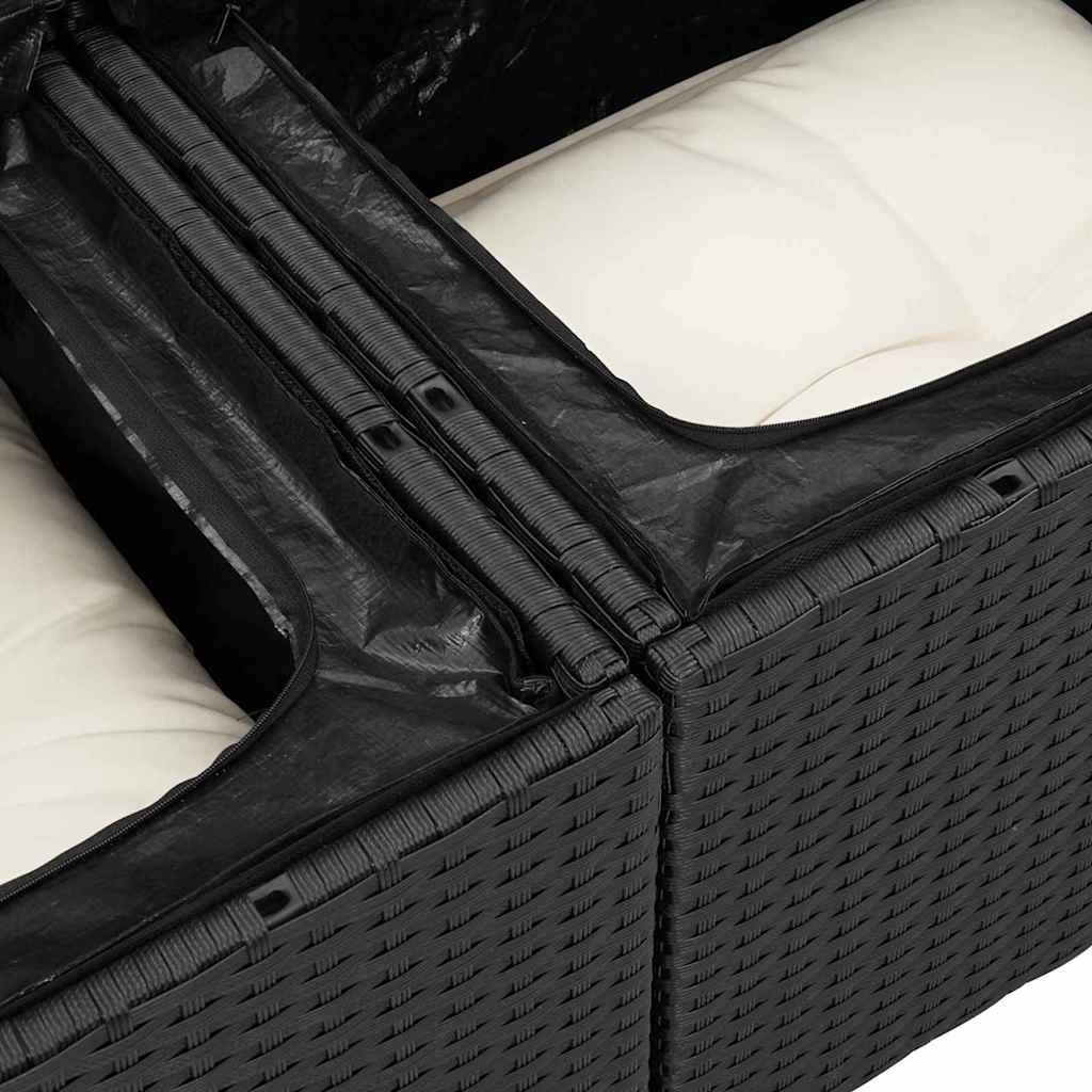 Ensemble de canapé de jardin 7 pcs Noir et Blanc polyrotin - XIOS