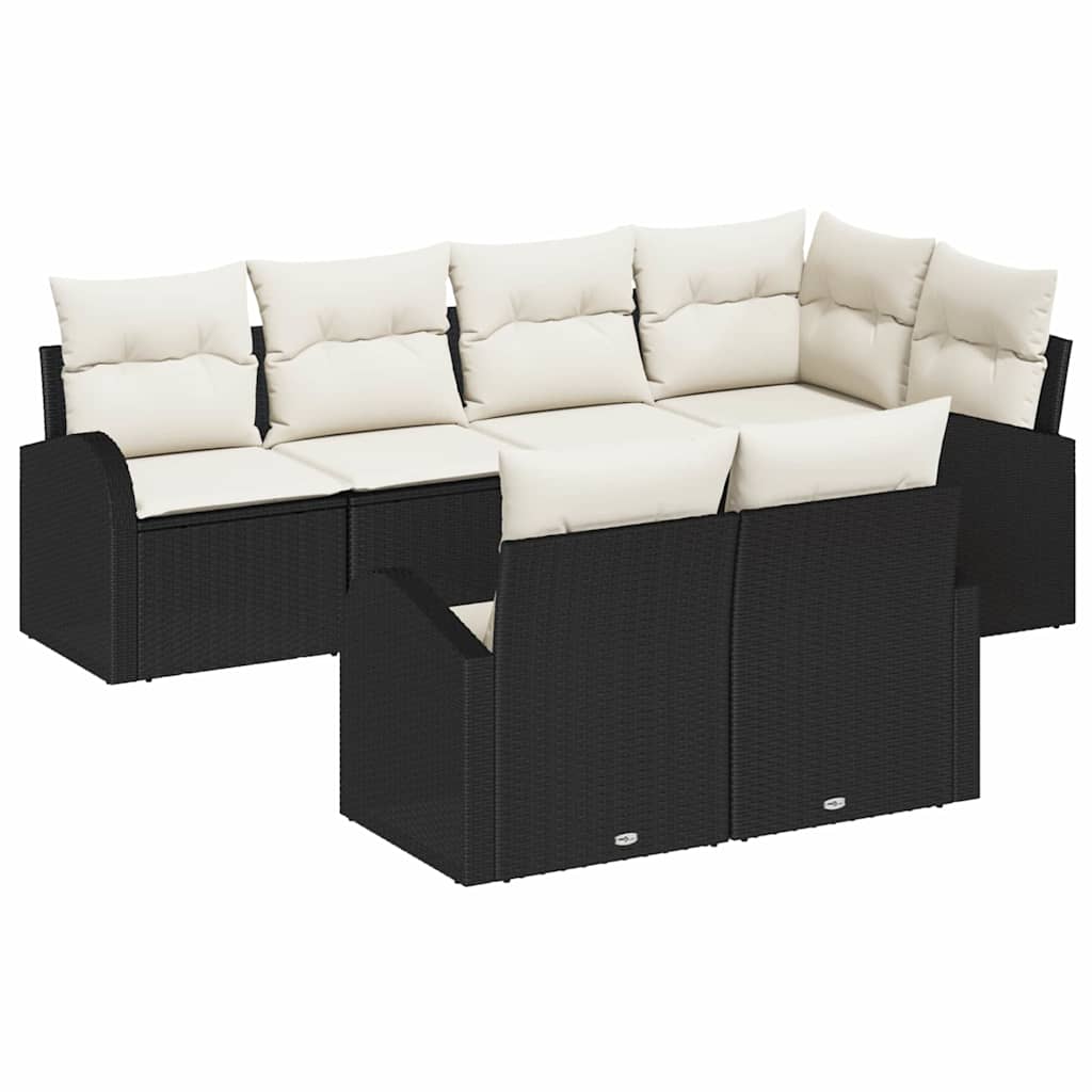 Ensemble de canapé de jardin 7 pcs Noir et Blanc polyrotin - XIOS