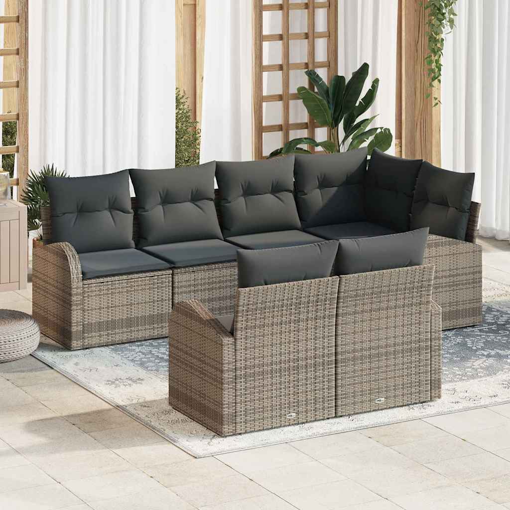 Ensemble de canapé de jardin 7 pc Gris polyrotin