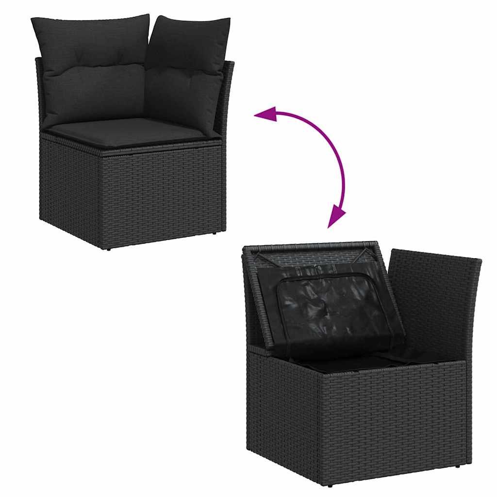 Ensemble de canapé de jardin avec coussin 7 pcs Noir polyrotin - XIOS