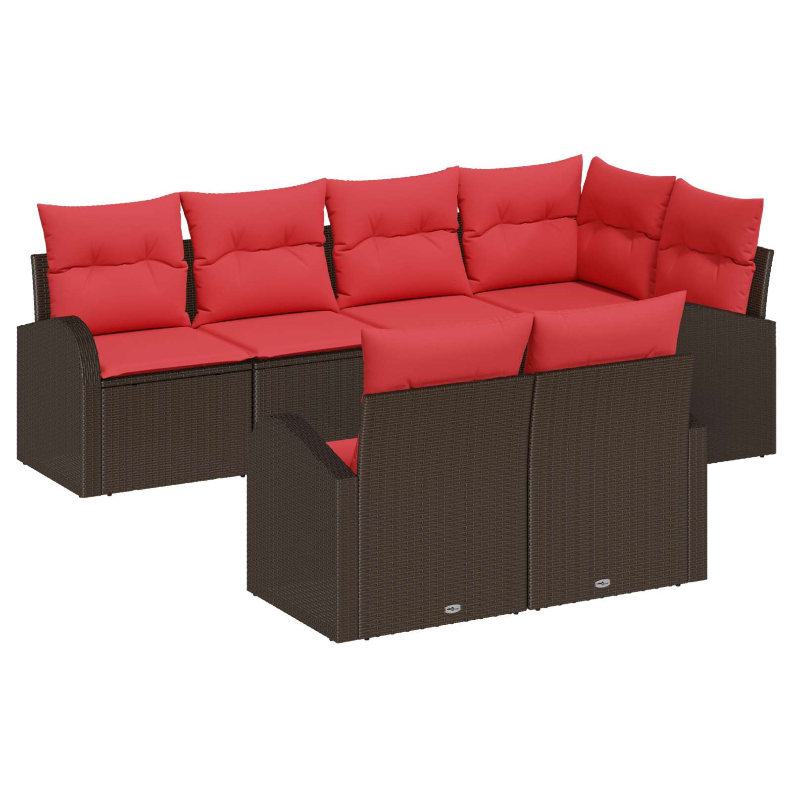 Ensemble de canapé de jardin 7 pcs Marron et rouge polyrotin - XIOS