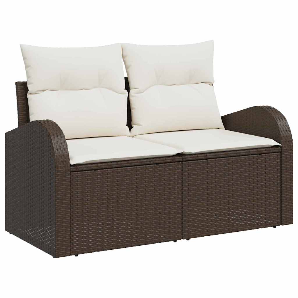 Ensemble de canapé de jardin 8 pcs Marron et blanc polyrotin - XIOS
