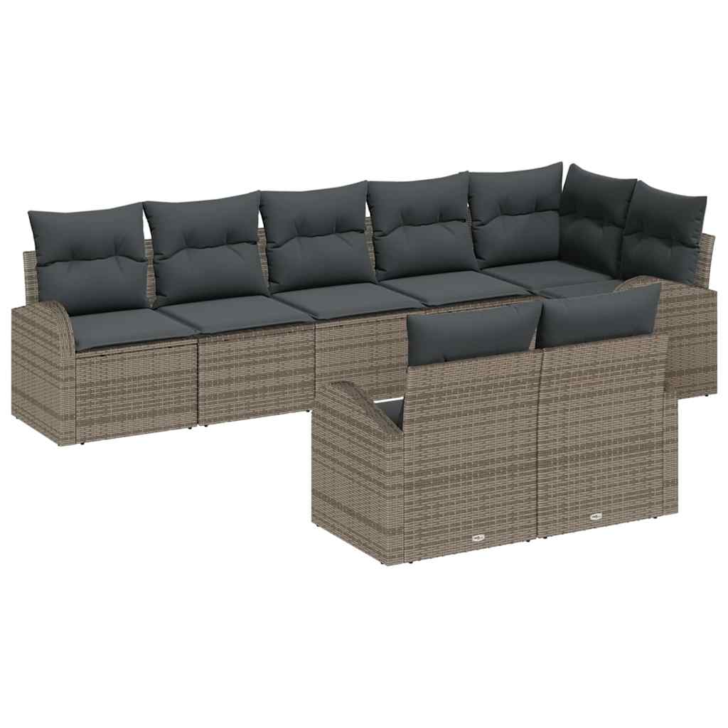 Ensemble de canapé de jardin avec coussin 8 pcs Gris polyrotin - XIOS