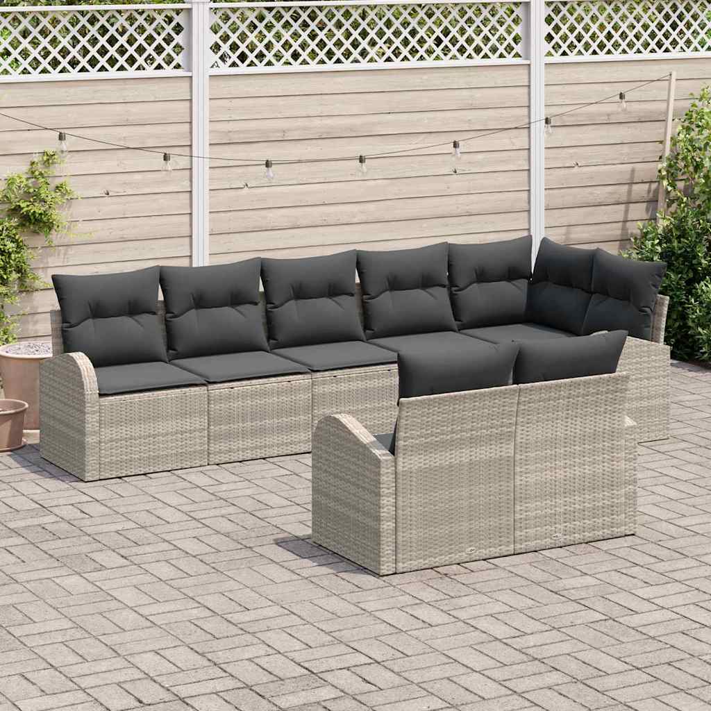 Ensemble de canapé de jardin 8 pcs Gris clair polyrotin - XIOS