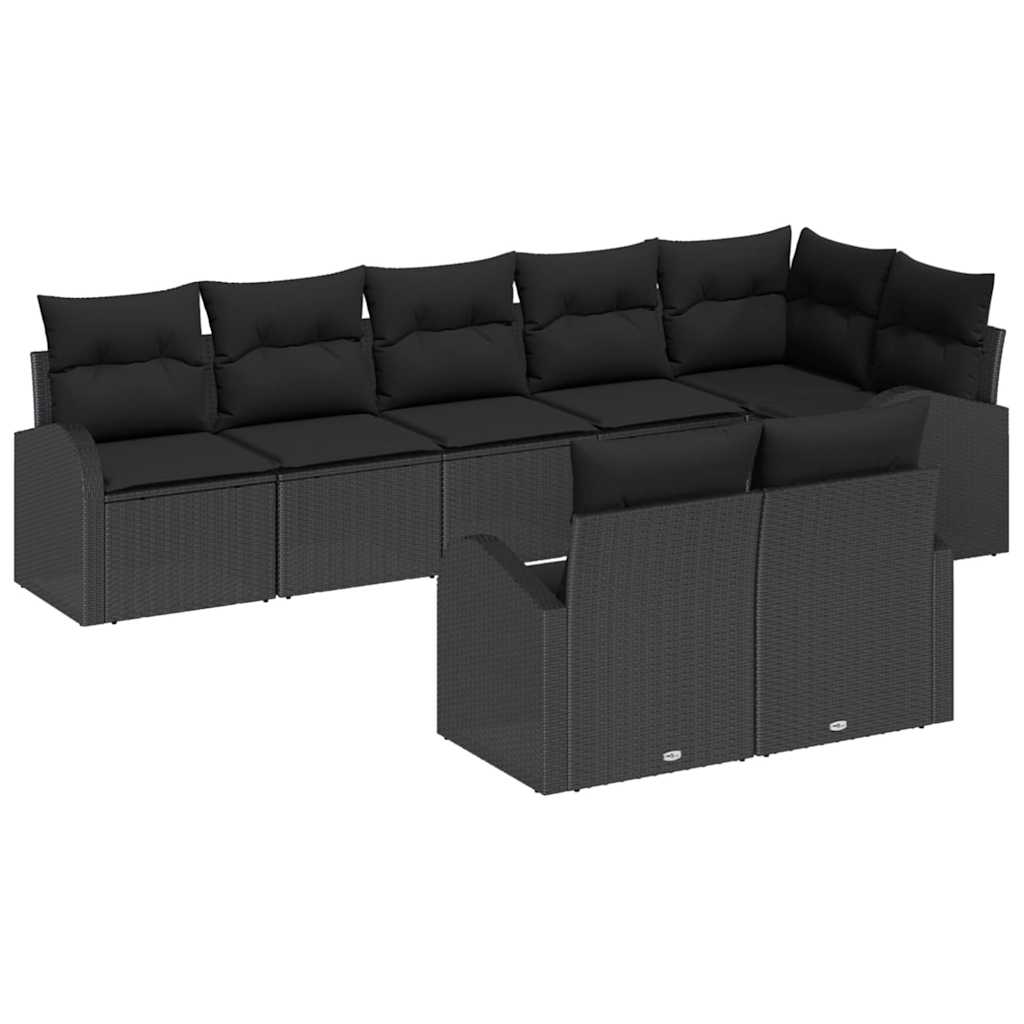 Ensemble de canapé de jardin avec coussin 8 pcs Noir polyrotin - XIOS